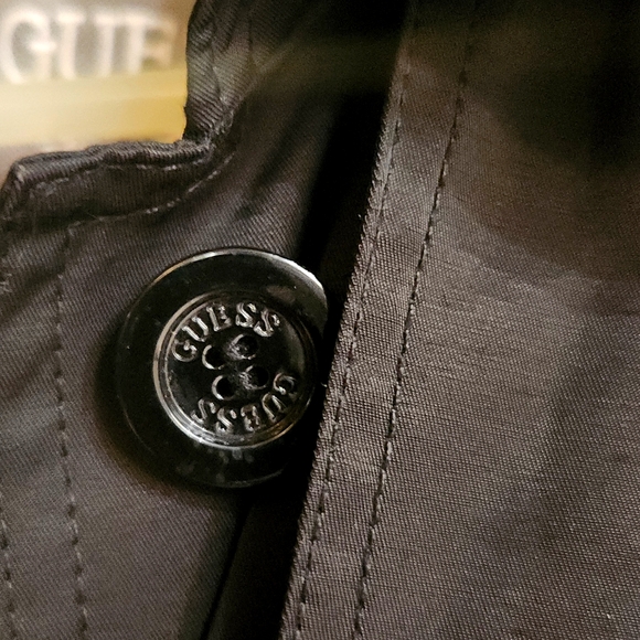 Guess Los Angeles Lightweight Black Trench Coat Size Medium - Picture 13 of 14